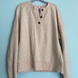 button up crewneck pullover